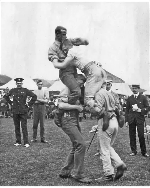 battalion sports july 1909 wrestling on horseback