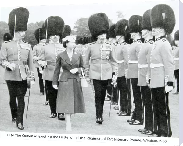h m the queen inspecting regimental tercentenary parade