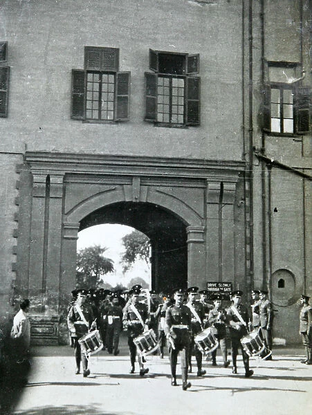 band marching out of barracks