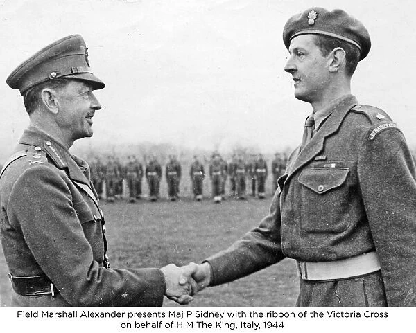 field marshall alexander presents maj p sidney with the ribbon of the victoria cross