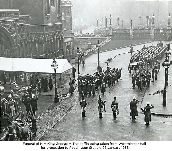 funeral of h m king george v the coffin being taken from westminster hall for procession