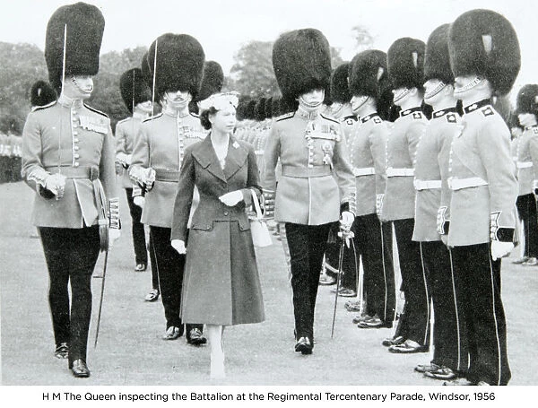 h m the queen inspecting regimental tercentenary parade