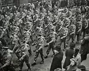 November 1952 Gallery: 2nd battalion marching through london en-route to chelsea barracks from baor