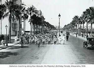 Alexandria Collection: battalion marching along rue aboukir his majestys birthday parade