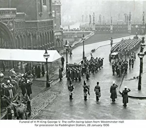1930s Collection: funeral of h m king george v the coffin being taken from westminster hall for procession