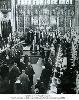 S Chapel Collection: funeral of h m king george v the committal in st georges chapel