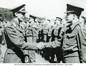 hm the king inspects 1st battalion immediately after dunkirk