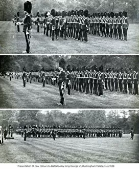 1930s Gallery: presentation of new colours to battalion by king george vi