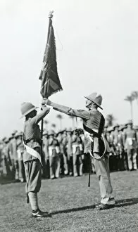 1930s Egypt Gallery: sgt maj hands colour to ensign