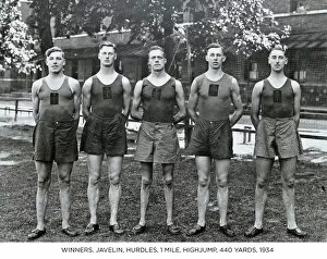 1930s Gallery: winners javelin hurdles 1 mile highjump 440 yards